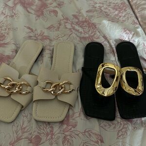 Snake Skin Gold Flip Flops